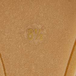 Pre Owned Tory Burch Beige/Black Canvas and Leather Wedge Pumps Size 39