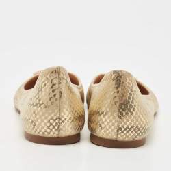 Pre Owned Tory Burch Two Tone Python Embossed Leather Reva Ballet Flats Size 41.5