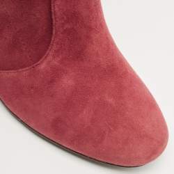 Pre Owned Tory Burch Burgundy Suede Ankle Boots Size 37