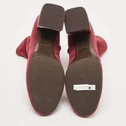 Pre Owned Tory Burch Burgundy Suede Ankle Boots Size 37