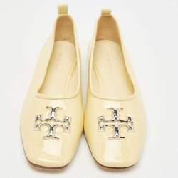 Pre Owned Tory Burch Yellow Patent Leather Eleanor Ballet Flats Size 39