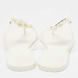 Pre Owned Tory Burch Off White Rubber Mini Miller Thong Flats Size 39.5