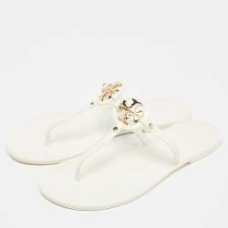 Pre Owned Tory Burch Off White Rubber Mini Miller Thong Flats Size 39.5