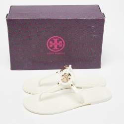 Pre Owned Tory Burch Off White Rubber Mini Miller Thong Flats Size 39.5