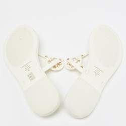 Pre Owned Tory Burch Off White Rubber Mini Miller Thong Flats Size 39.5