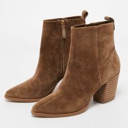 Pre Owned Tory Burch Beige Suede Leena Ankle Boots Size 40