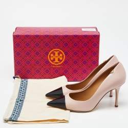 Pre Owned Tory Burch Pink/Black Patent and Leather Penelope Pumps Size 38.5