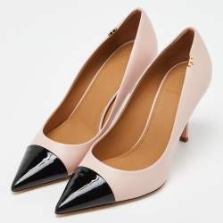 Pre Owned Tory Burch Pink/Black Patent and Leather Penelope Pumps Size 38.5