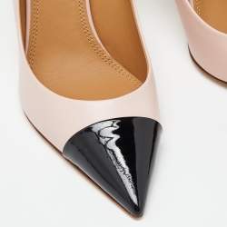 Pre Owned Tory Burch Pink/Black Patent and Leather Penelope Pumps Size 38.5