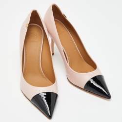 Pre Owned Tory Burch Pink/Black Patent and Leather Penelope Pumps Size 38.5