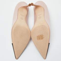 Pre Owned Tory Burch Pink/Black Patent and Leather Penelope Pumps Size 38.5