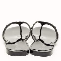 Pre Owned Tory Burch Black Rubber Studded Thong Flats Size 38.5