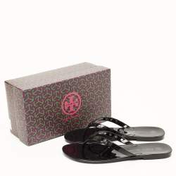Pre Owned Tory Burch Black Rubber Studded Thong Flats Size 38.5