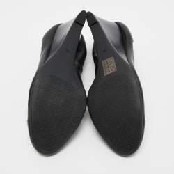 Pre Owned Tory Burch Black Leather Jolie Wedge Pumps Size 40