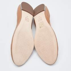 Pre Owned Tory Burch Brown Patent and Leather Jolie Scrunch Ballet Flats Size 39.5