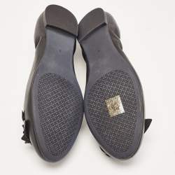Pre Owned Tory Burch Black Leather Blossom Ballet Flats Size 39.5