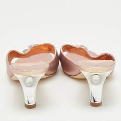 Pre Owned Tory Burch Rosegold Lizard Embossed Leather Ines Slides Size 39.5