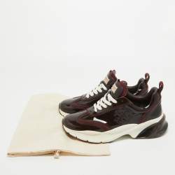Pre Owned Tory Burch Burgundy Suede and Patent Leather Low Top Sneakers Size 39.5