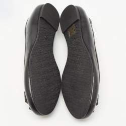 Pre Owned Tory Burch Black Leather Lowell Ballet Flats Size 38.5