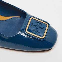 Pre Owned Tory Burch Blue Patent Leather Georgia Slingback Pumps Size 40