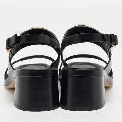 Pre Owned Tory Burch Black Leather Eleanor Slingback Sandals Size 39
