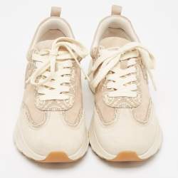 Pre Owned Tory Burch Beige Suede Good Luck Low Top Sneakers Size 37.5