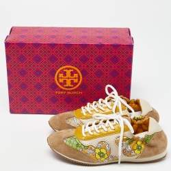 Tory Burch Multicolor Suede and Leather Lace Up Sneakers Size 36.5