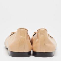 حذاء باليرينا فلات توري برش جلد بيج مقاس 38.5