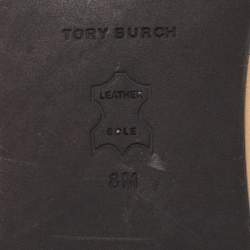 Pre Owned Tory Burch Beige Leather Cap Toe Ballet Flats Size 38.5