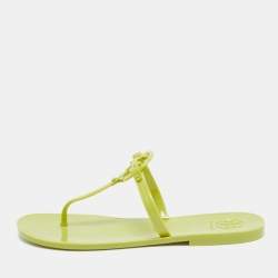 Tory Burch Green Rubber Miller Flat Thong Sandals Size 37.5