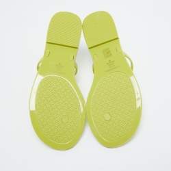 Tory Burch Green Rubber Miller Flat Thong Sandals Size 37.5