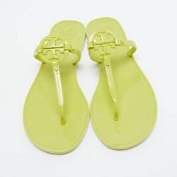 Tory Burch Green Rubber Miller Flat Thong Sandals Size 37.5