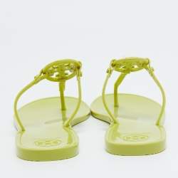 Tory Burch Green Rubber Miller Flat Thong Sandals Size 37.5