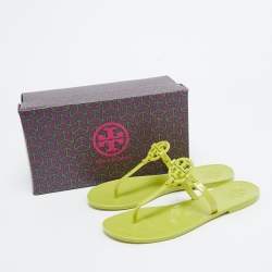 Tory Burch Green Rubber Miller Flat Thong Sandals Size 37.5