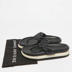 Pre Owned Tory Burch Black Leather Thong Flats Size 38