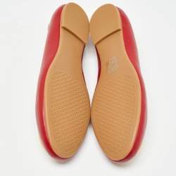 Pre Owned Tory Burch Red Leather Reva Ballet Flats Size 40