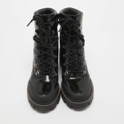 Pre Owned Tory Burch Black Leather Block Heel Ankle Boots Size 40