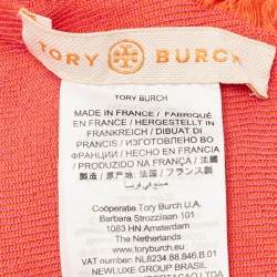 Pre Owned Tory Burch Pink Monogram Jacquard Silk Blend Scarf