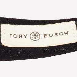 Pre Owned Tory Burch Black Floral Embroidered Velvet Hairband 