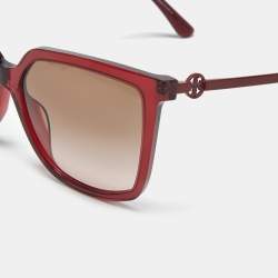 Pre Owned Tory Burch Red/Brown Gradient TY7146 Square Sunglasses