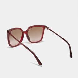 Pre Owned Tory Burch Red/Brown Gradient TY7146 Square Sunglasses