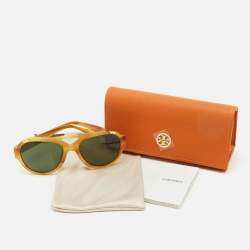 Pre Owned Tory Burch Brown/Black TY7164U Frame Aviator Sunglasses