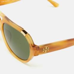 Pre Owned Tory Burch Brown/Black TY7164U Frame Aviator Sunglasses