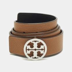 Pre Owned حزام إبزيم عكسي كبير - إل من توري برش ميلر جلد أسود/بني