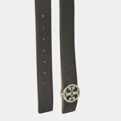 Pre Owned حزام إبزيم عكسي كبير - إل  من توري برش ميلر جلد أسود/بني