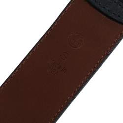 Pre Owned Tory Burch Navy Blue Leather Logo Buckle Belt 105CM