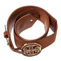 Pre Owned Tory Burch Brown Leather And Elastic Band Waist Belt L