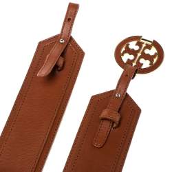 Pre Owned Tory Burch Brown Leather And Elastic Band Waist Belt L