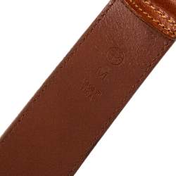 Pre Owned Tory Burch Tan Leather Logo Belt 95CM