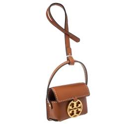 Pre Owned Tory Burch Tan Leather Miller AirPods Pro Case